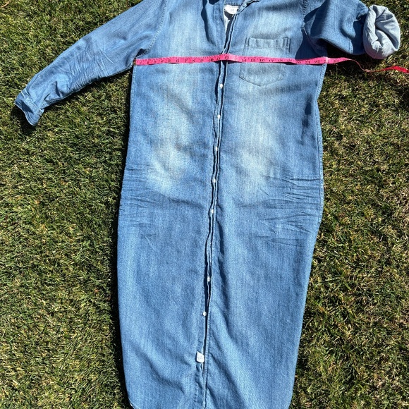 Frank & Eileen Rory Shirtdress Maxi Distressed Vintage Wash Denim L - Picture 4 of 8